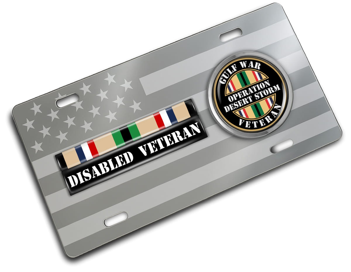 Desert Storm Gulf Disabled Veteran - Stainless Steel Car License Plate